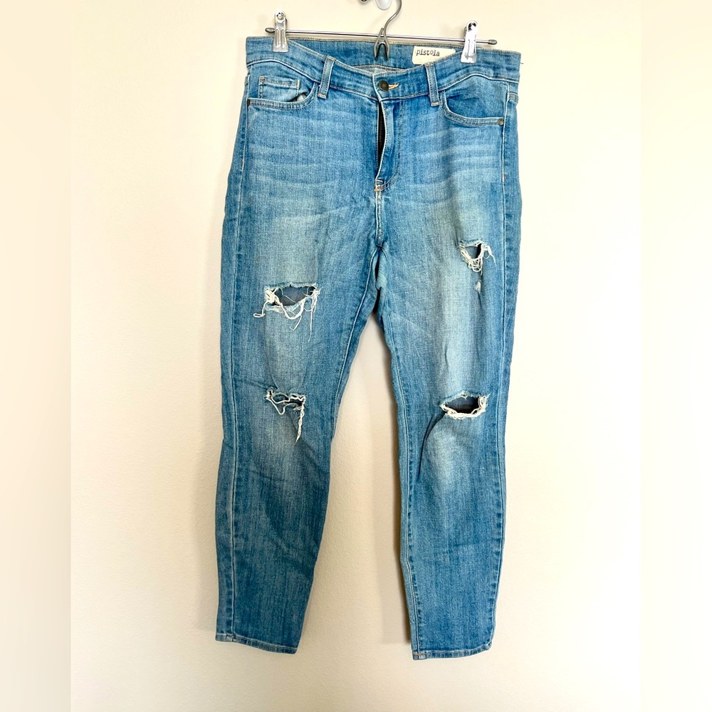 Pistola Distressed Blue Jeans - slightly relaxed. Size 30